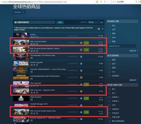《方舟：生存进化》DLC“灭绝”Steam销量持续霸榜，刷新在线历史记录