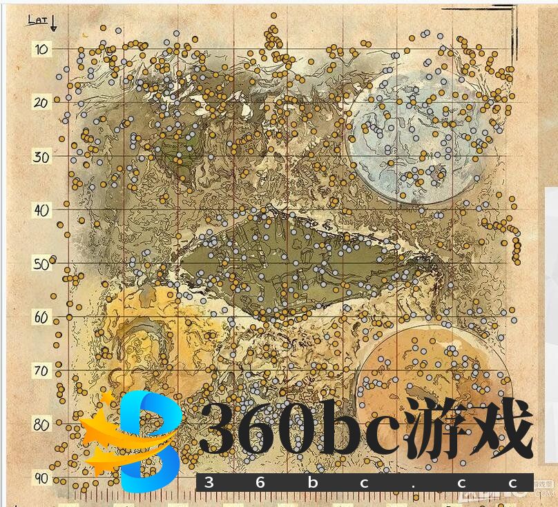 《方舟：生存进化》灭绝资源地图分布